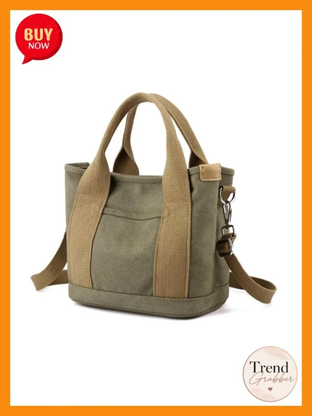 Canvas Multi-Pocket Crossbody Tote Bag - Adjustable Strap Satchel Hobo